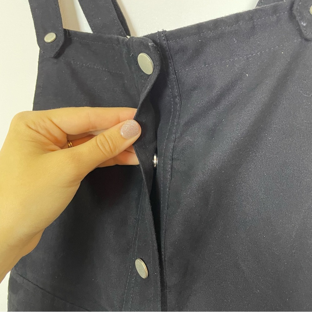 Divided Womens H&M Overall Skirt Size 4 Black Button Up Adjustable Fall Normcore - Picture 4 of 7